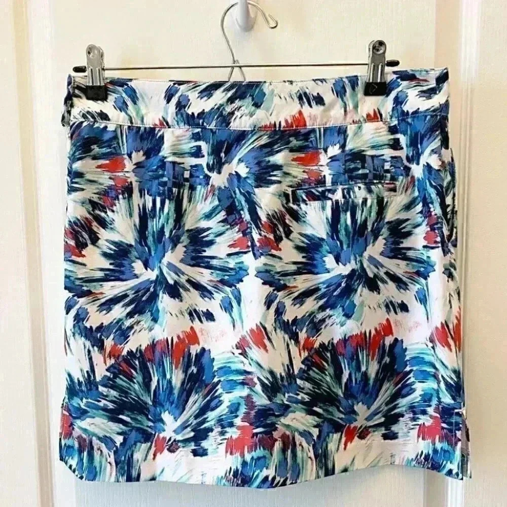 IZOD Golf Skirt Tennis Skort Short White Blue Red Floral Print Size 2 - Picture 4 of 16